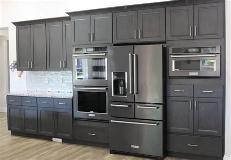 black kitchen cabinets with stainless steel inserts|black stainless steel kitchen cabinet colors.